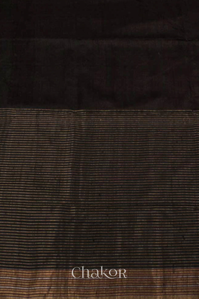 Rust Blue Tussar Silk Saree