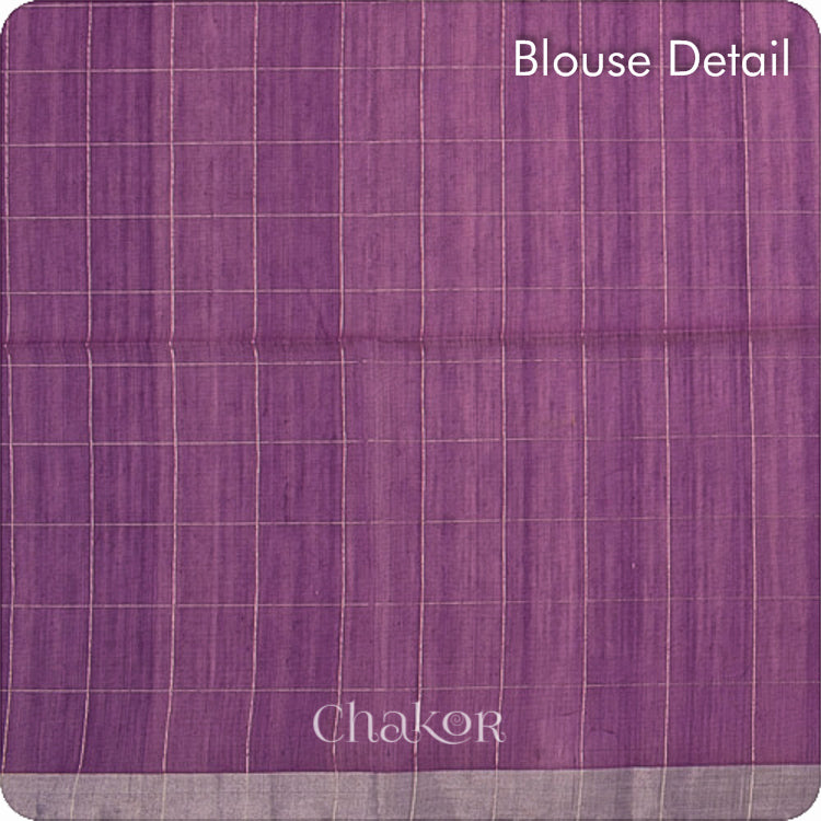 Chakor's Purple Blue Silk Cotton Saree with woven tissue zari chex.