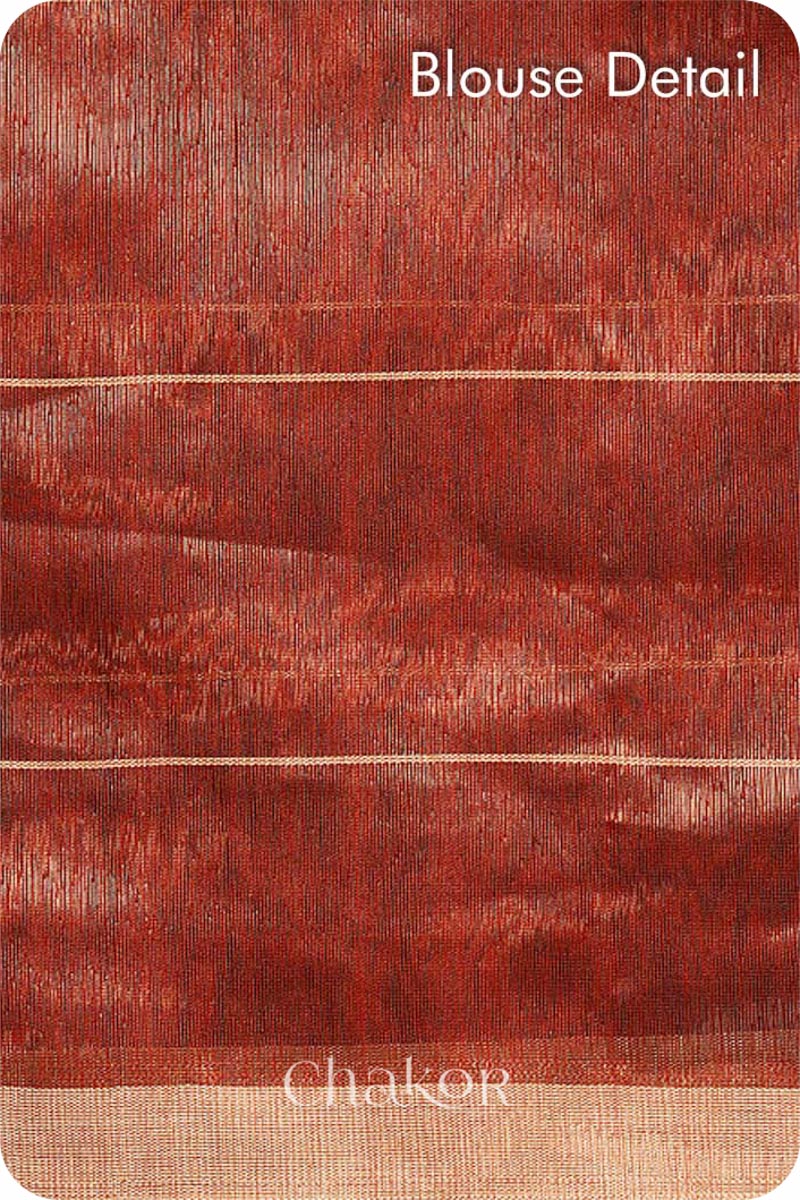 Chakor's Maroon Chanderi Silk Cotton Saree with woven tissue zari chex..