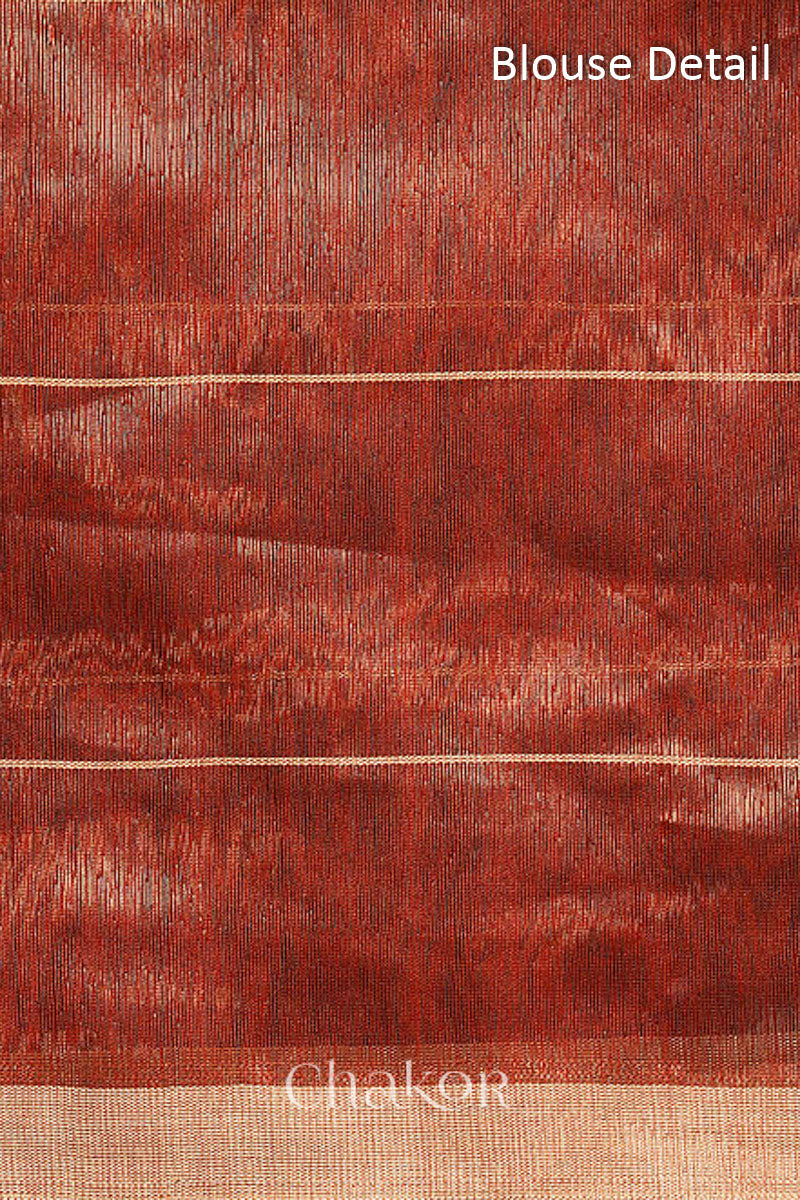 Chakor's Maroon Chanderi Silk Cotton Saree with woven tissue zari chex..