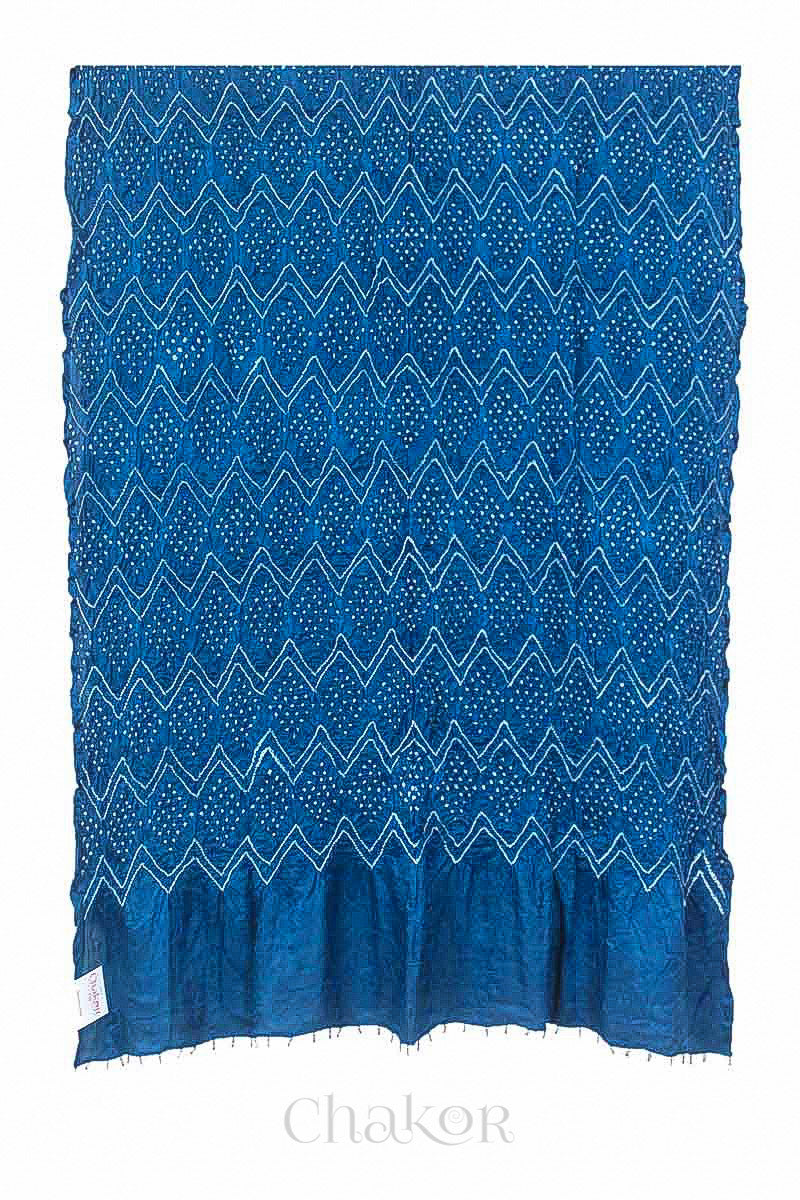 Blue Bandhani Gaji Silk Dupatta