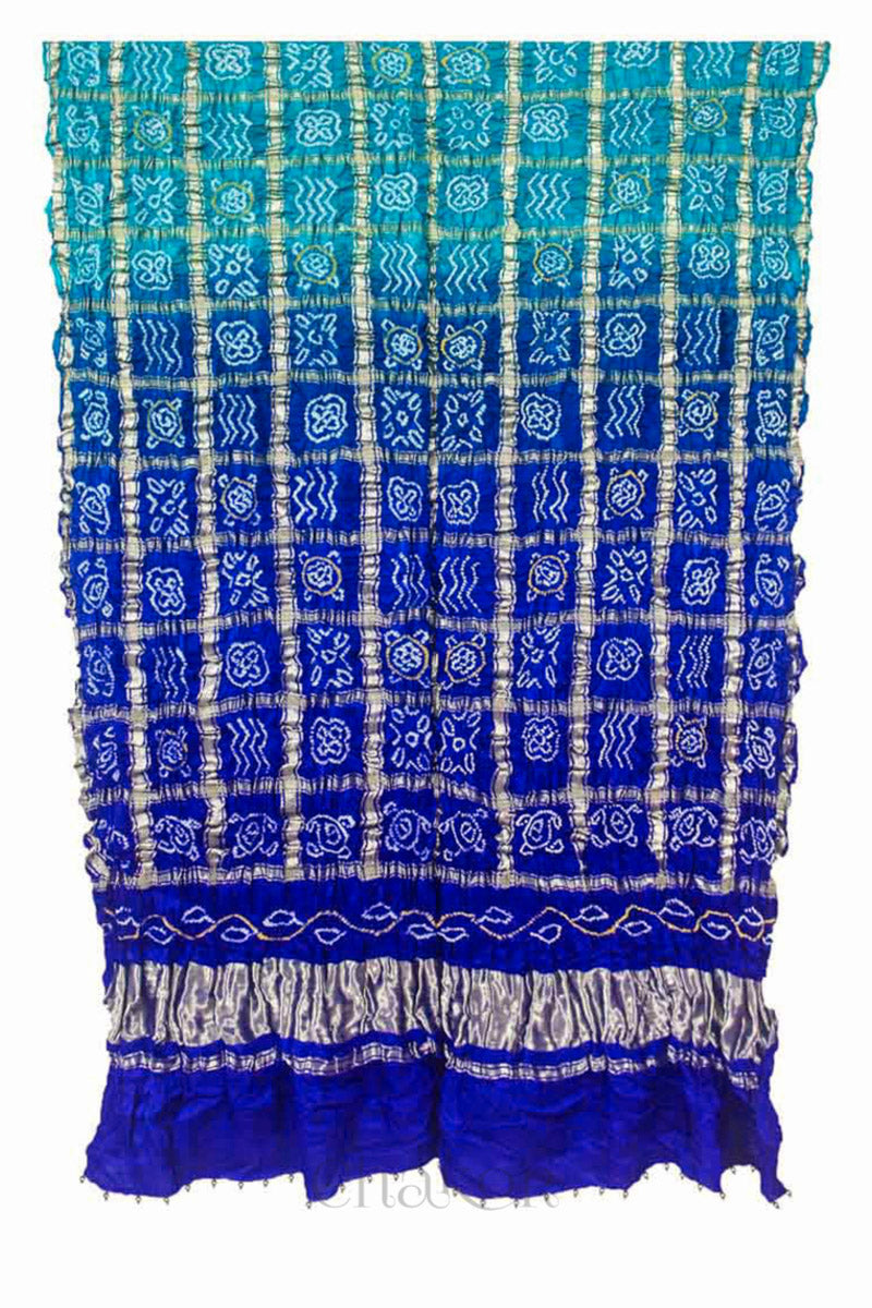 Royal Blue Mashru Kurta Set Fabric with Bandhani Silk Dupatta