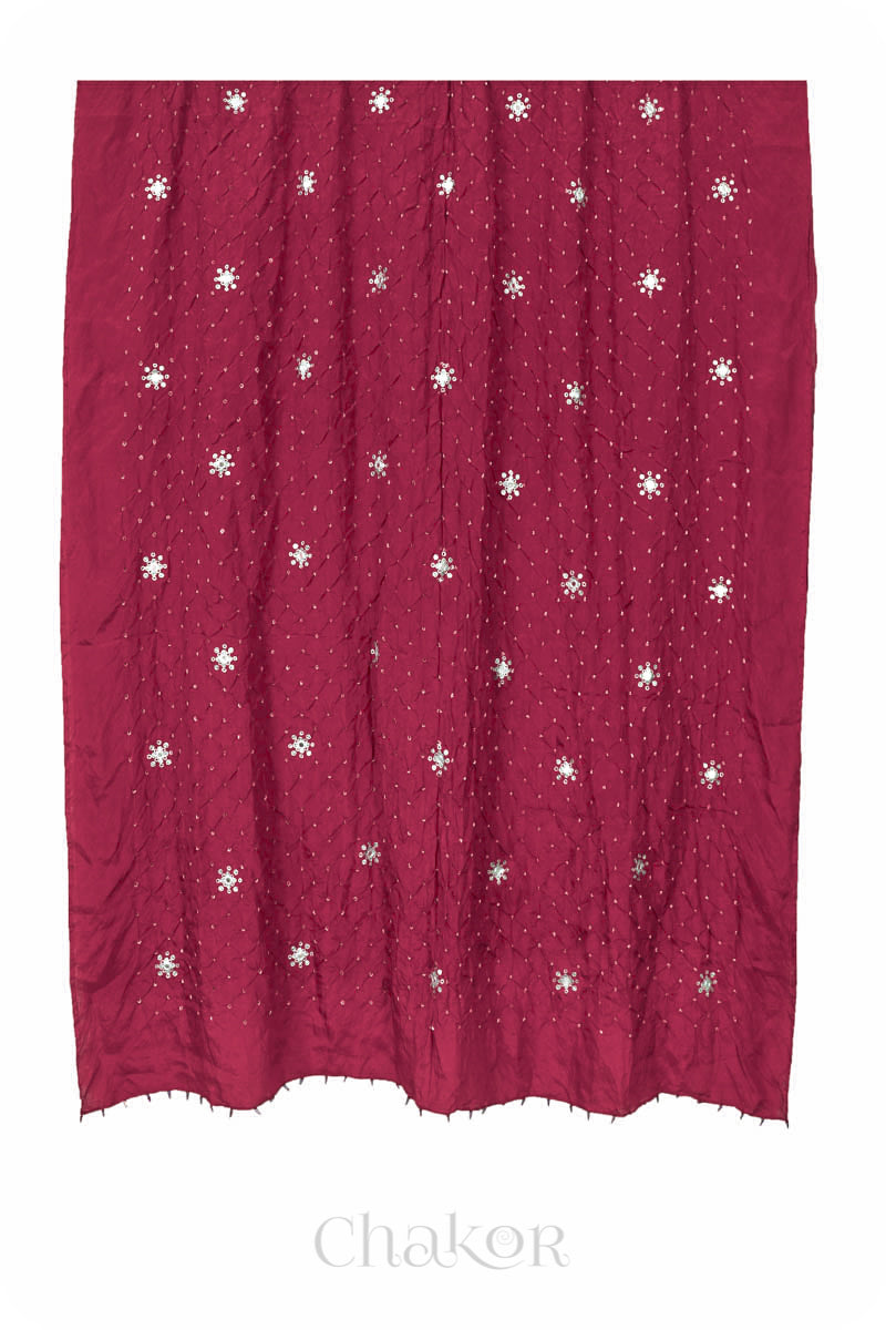 Pink Bandhani Mulberry Silk Dupatta