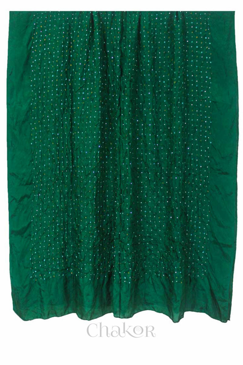 Green Bandhani Mulberry Silk Dupatta