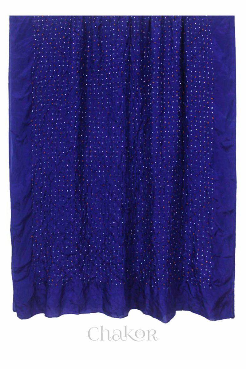 Navy Bandhani Mulberry Silk Dupatta
