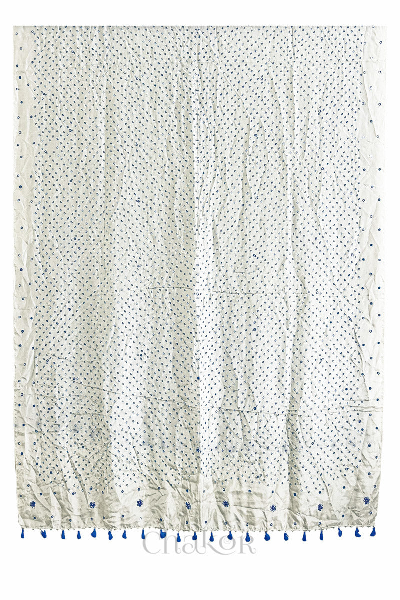 Offwhite Bandhani Mulberry Silk Dupatta
