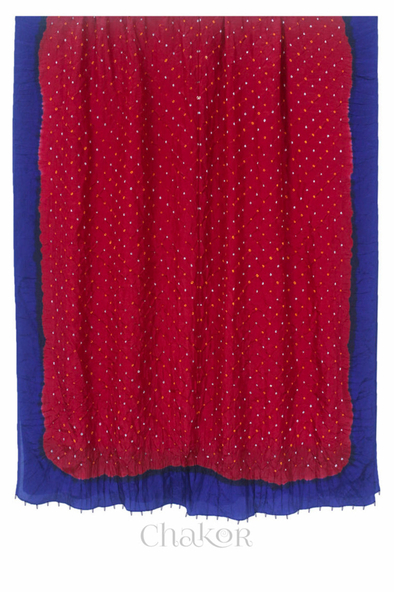 Royal Blue Mashru Kurta Set Fabric with Bandhani Silk Dupatta