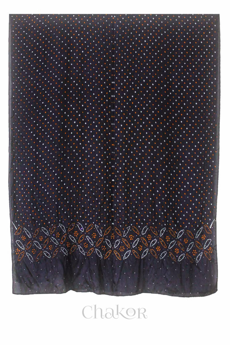 Black Bandhani Mulberry Silk Dupatta