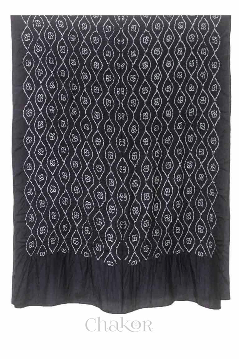 Black Bandhani Mulberry Silk Dupatta