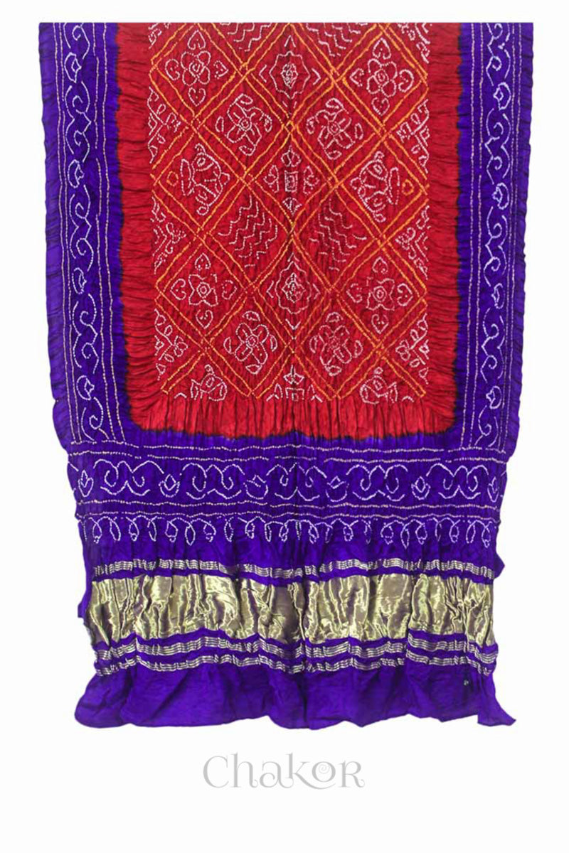 Purple Mashru Kurta Set Fabric with Bandhani Silk Dupatta