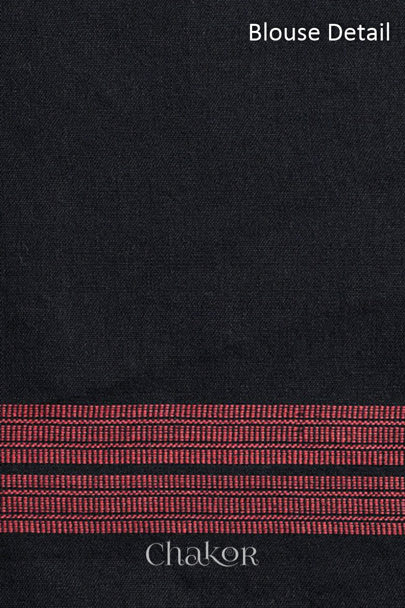 Handloom Maroon Bhujodi Cotton Saree by Chakor.