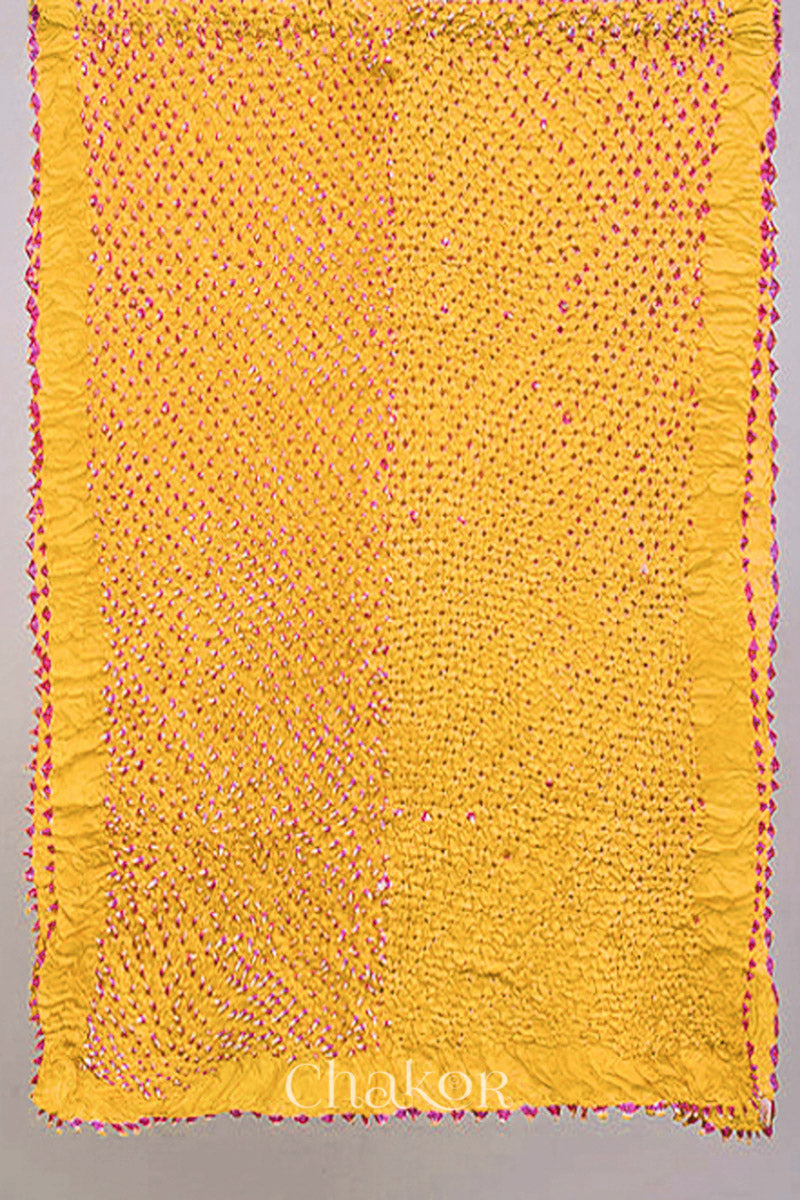 Yellow Bandhani Mulberry Silk Stole