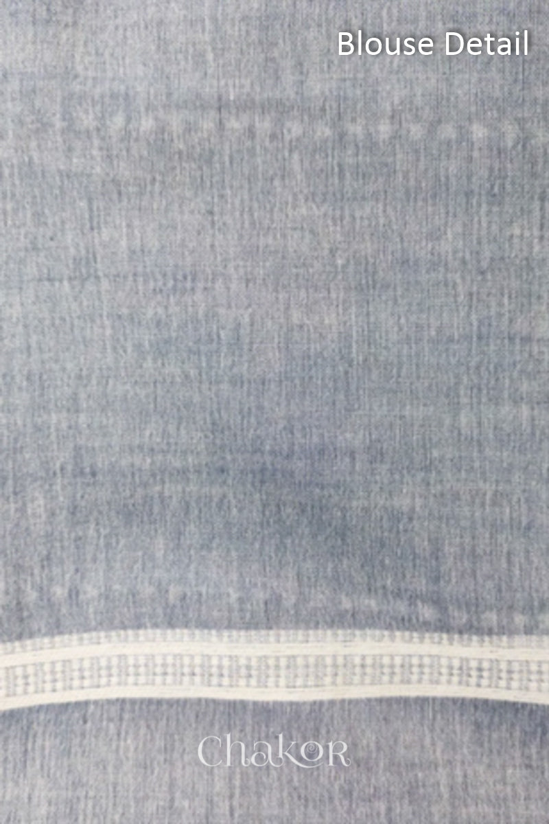 Handloom Off-white Grey Bhujodi Cotton Saree by Chakor.