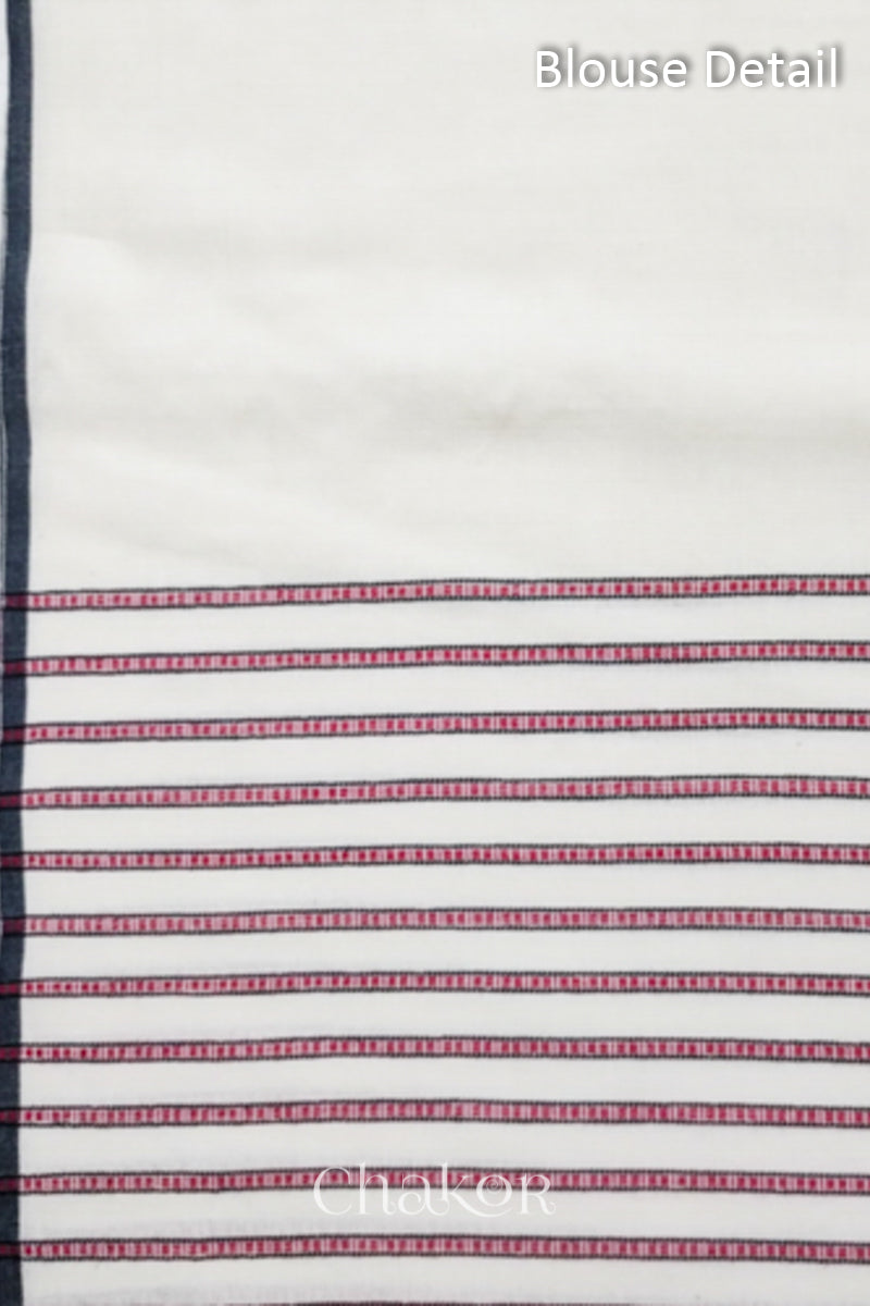 Handloom Off-white Bhujodi Cotton Saree by Chakor.