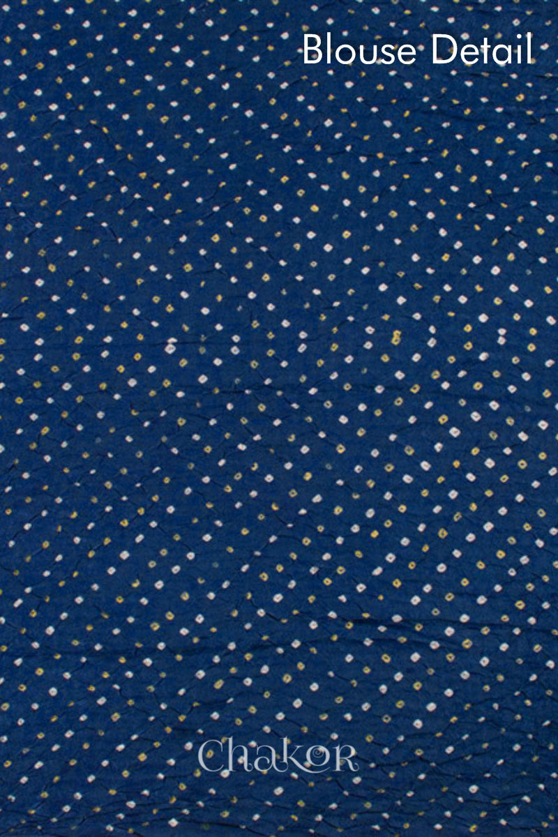 Red Indigo Bandhani Gaji Silk Saree