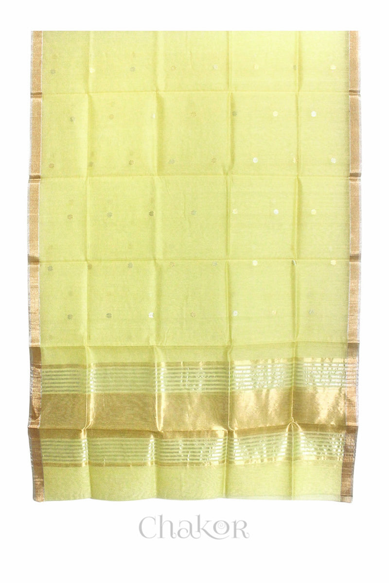 Pale Lime Yellow Chanderi Silk Cotton Dupatta