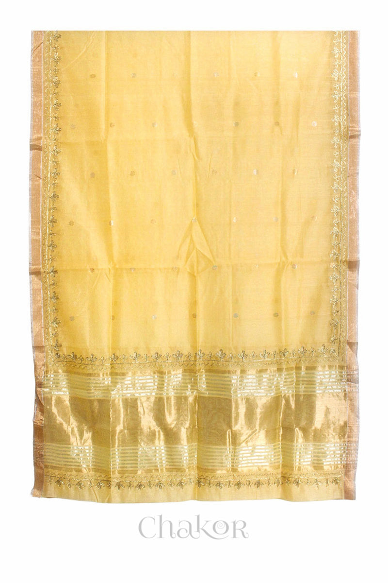 Light Orange Chanderi Silk Cotton Dupatta