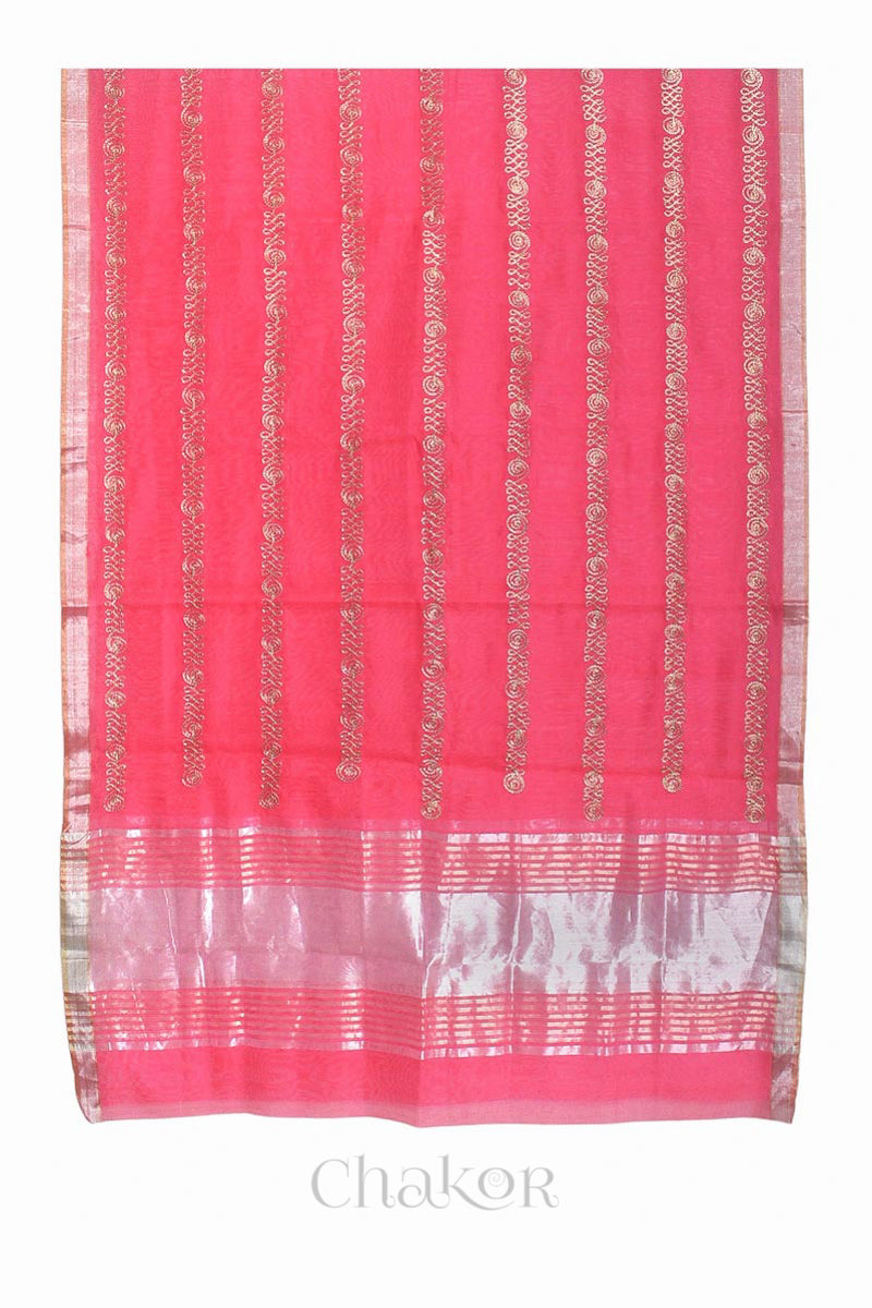 Fuschia Chanderi Silk Cotton Dupatta