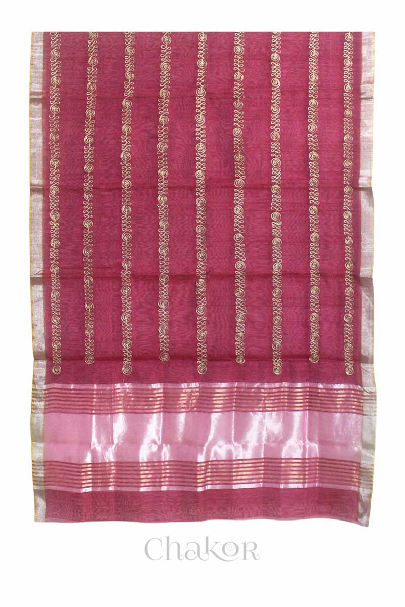 Maroon Chanderi Silk Cotton Dupatta