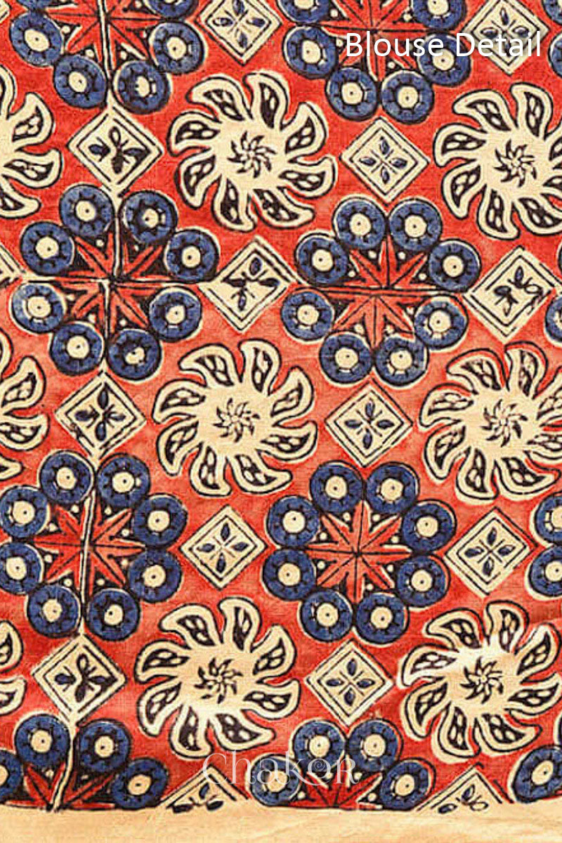 Chakor's traditional Blue Red Bandhani Ajrakh saree.