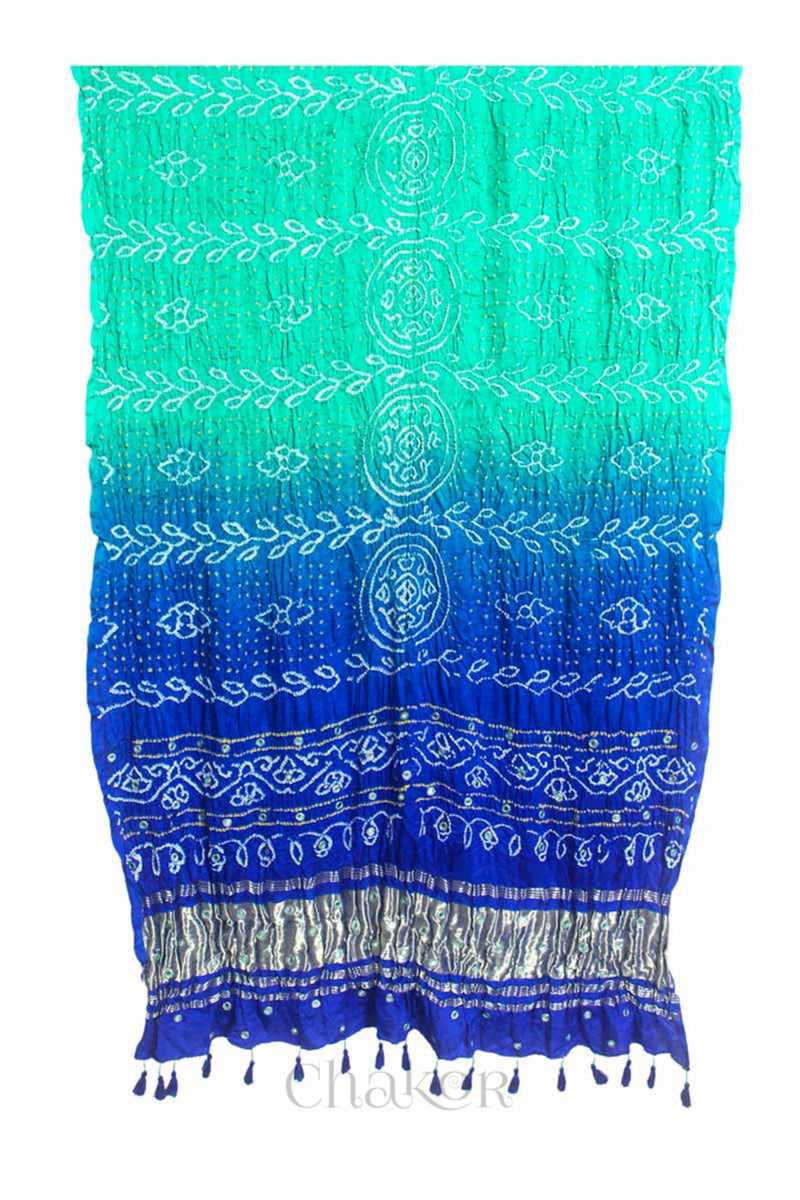 Royal Blue Mashru Kurta Set Fabric with Bandhani Silk Dupatta