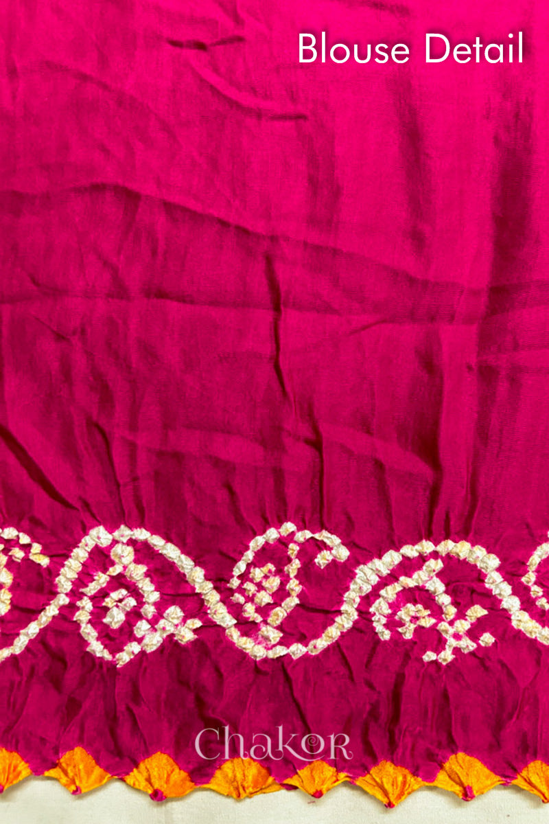 Rani Pink Bandhani Gaji Silk Saree