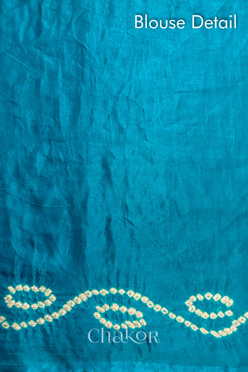 Peacock Blue Bandhani Gaji Silk Saree
