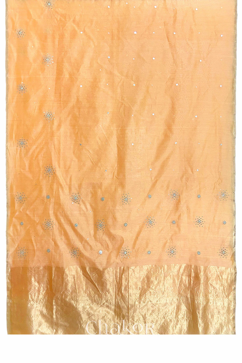 Peach Chanderi Silk Cotton Saree