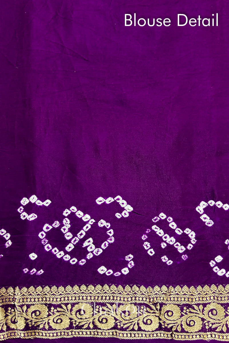 Purple Bandhani Gaji Silk Saree