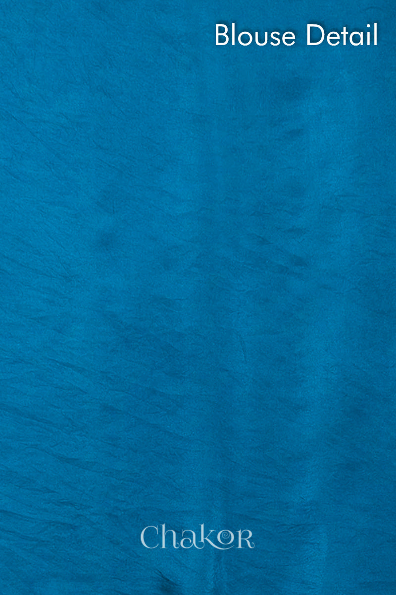 Peacock Blue Bandhani Mulberry Silk Saree