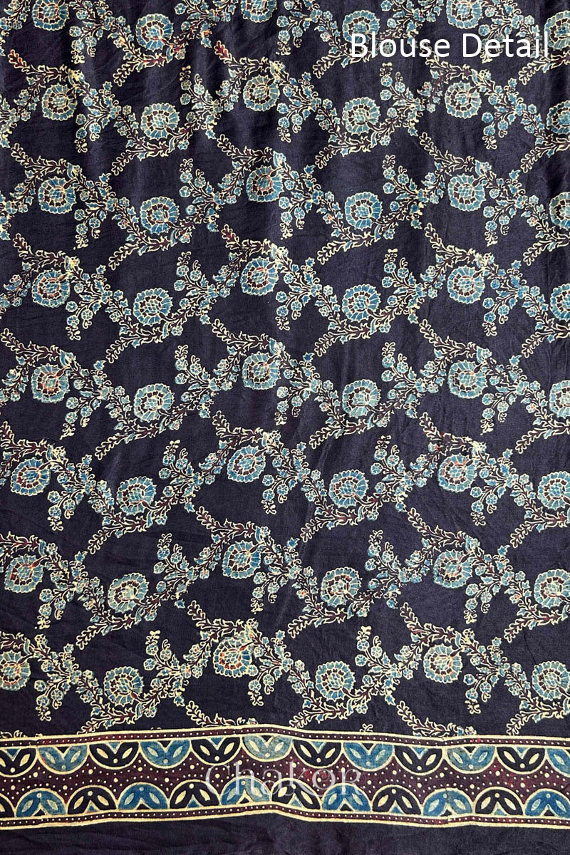 Red Black Bandhani Ajrakh Silk Saree