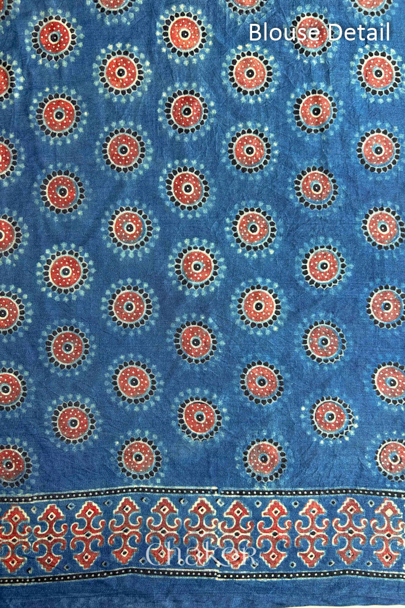 Purple Indigo Bandhani Ajrakh Silk Saree