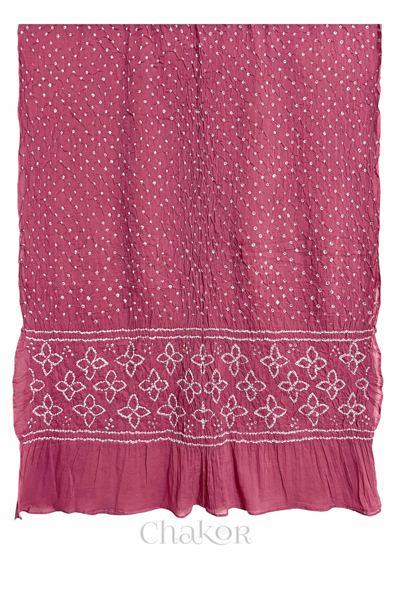 Cement Grey Kutch Bandhani Pure Cotton Unstitched Suit Set - 3 Piece | Mirror Work
