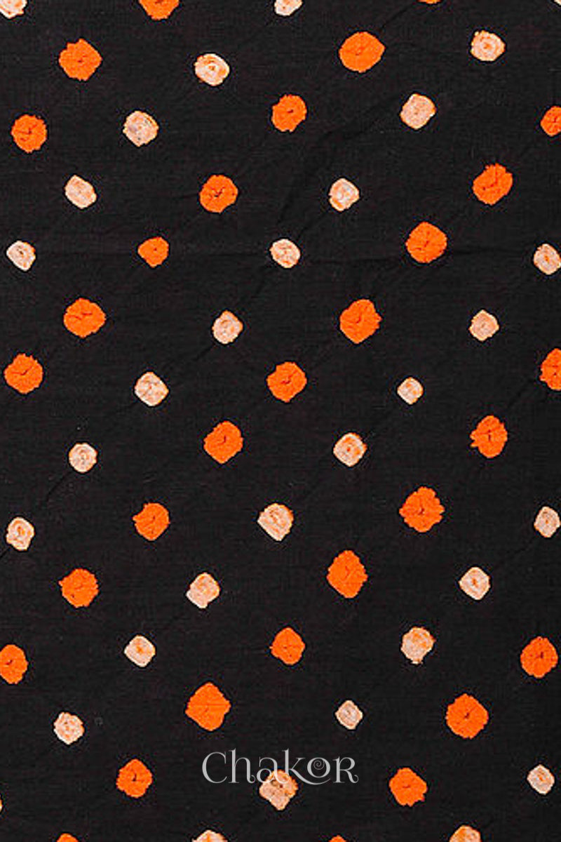 Black Bandhani Cotton Blouse Fabric