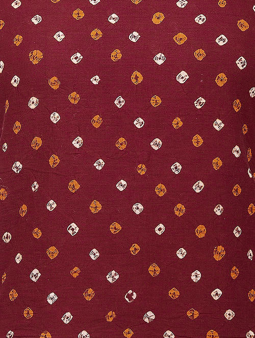 Maroon Bandhani Cotton Blouse Fabric