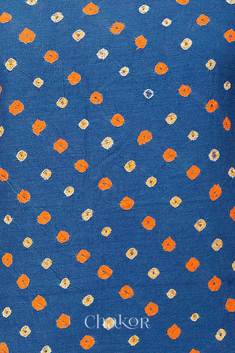 Indigo Bandhani Cotton Blouse Fabric