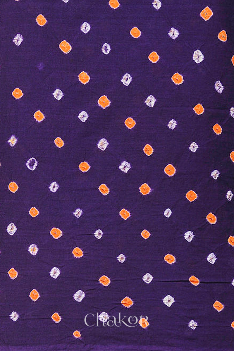 Purple Bandhani Cotton Blouse Fabric