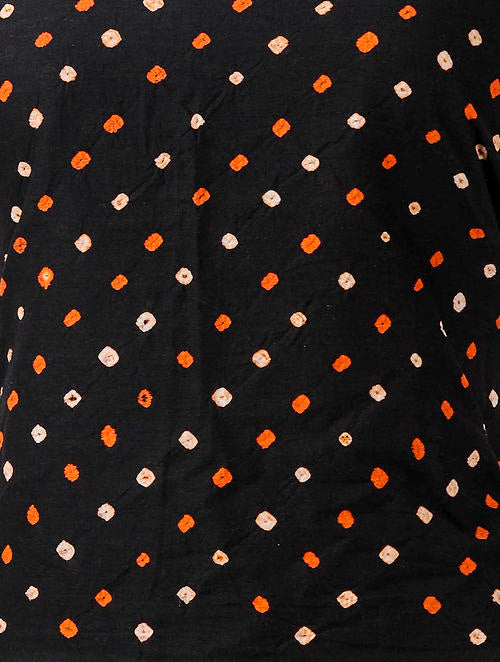 Black Bandhani Cotton Blouse Fabric