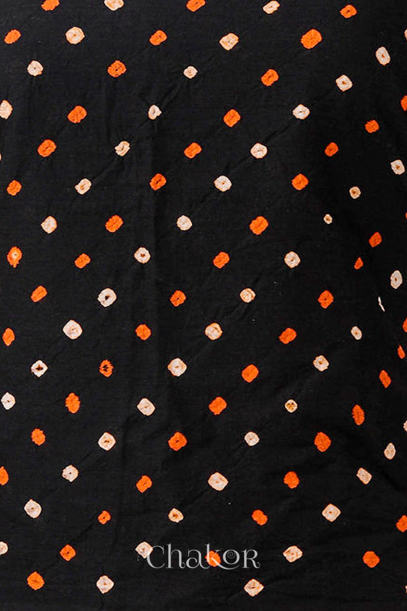 Black Bandhani Cotton Blouse Fabric