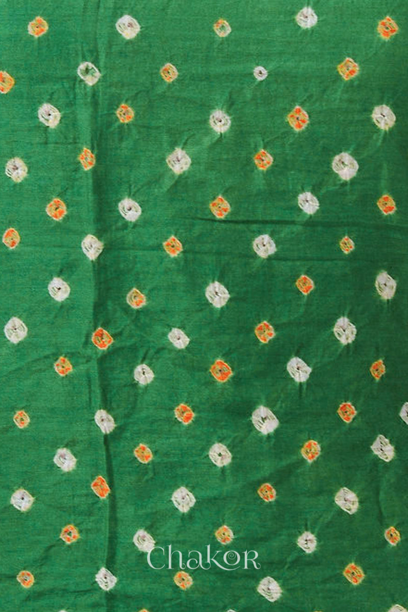 Green Bandhani Cotton Blouse Fabric