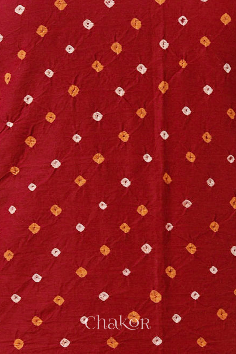 Red Bandhani Cotton Blouse Fabric