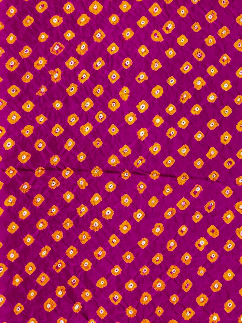 Magenta Bandhani Silk Blouse Fabric