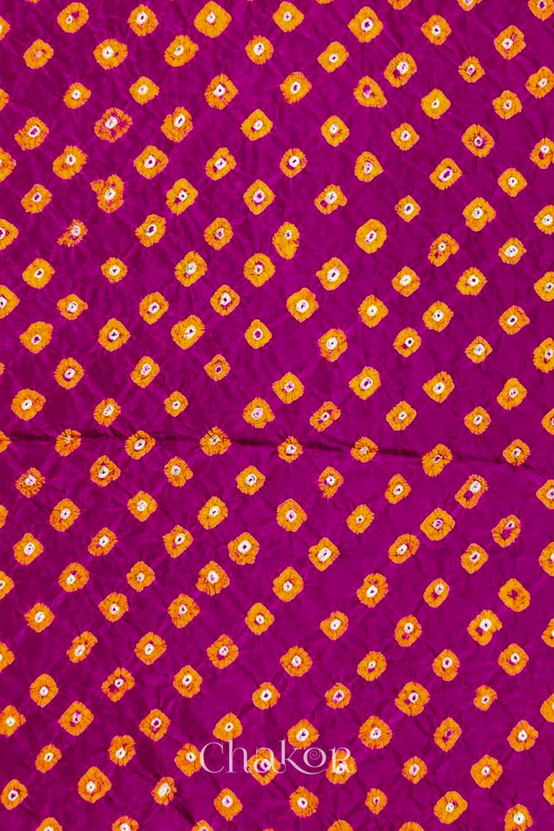 Magenta Bandhani Silk Blouse Fabric