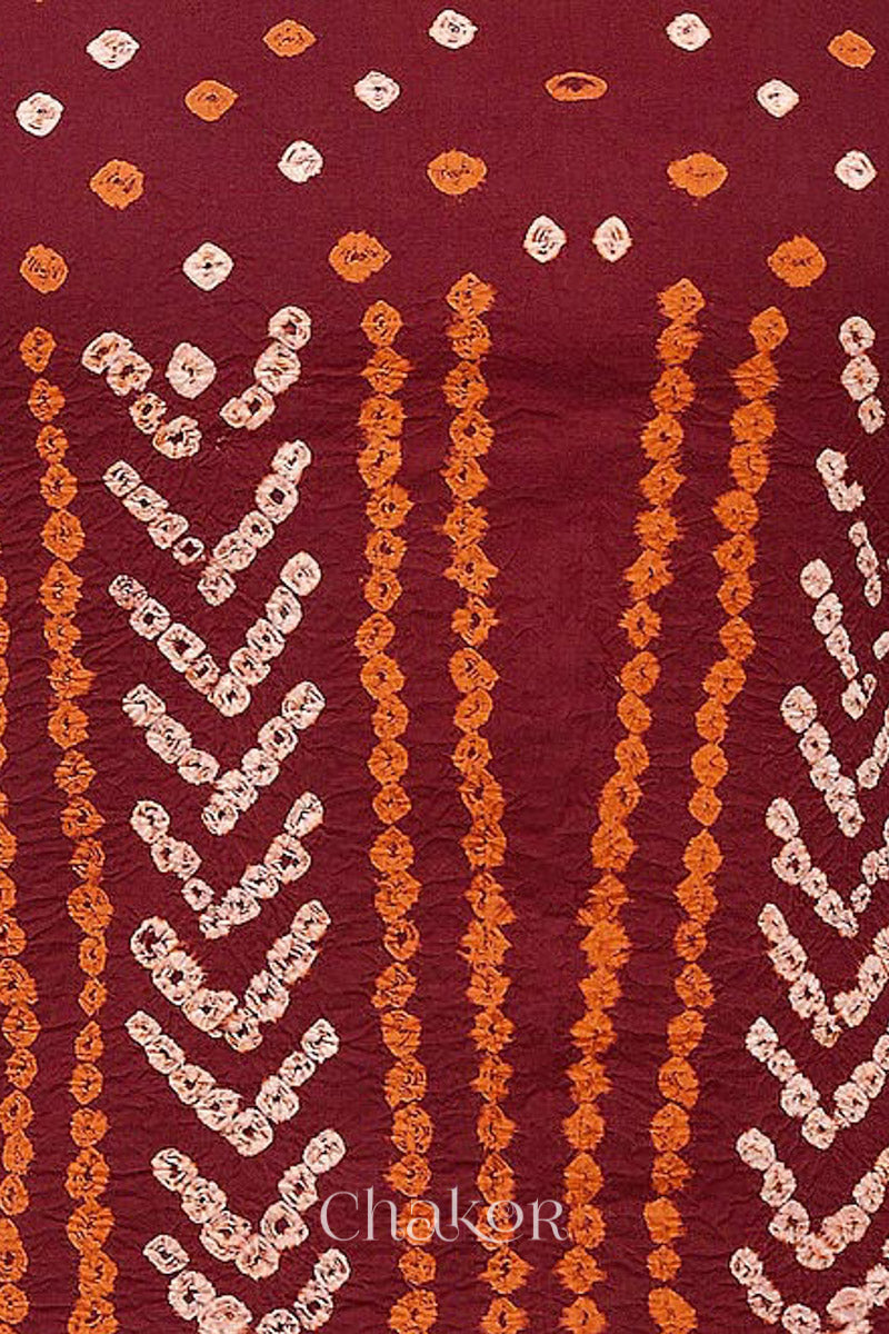 Maroon Bandhani Cotton Blouse Fabric