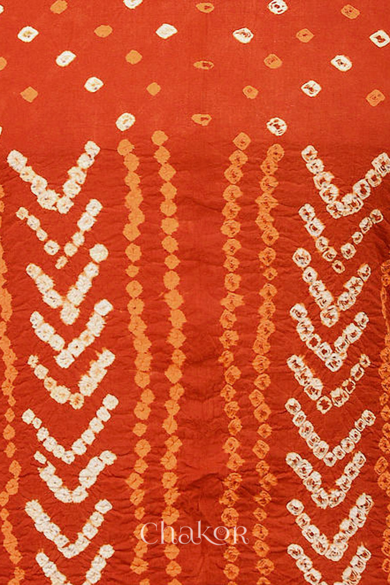 Rust Bandhani Cotton Blouse Fabric