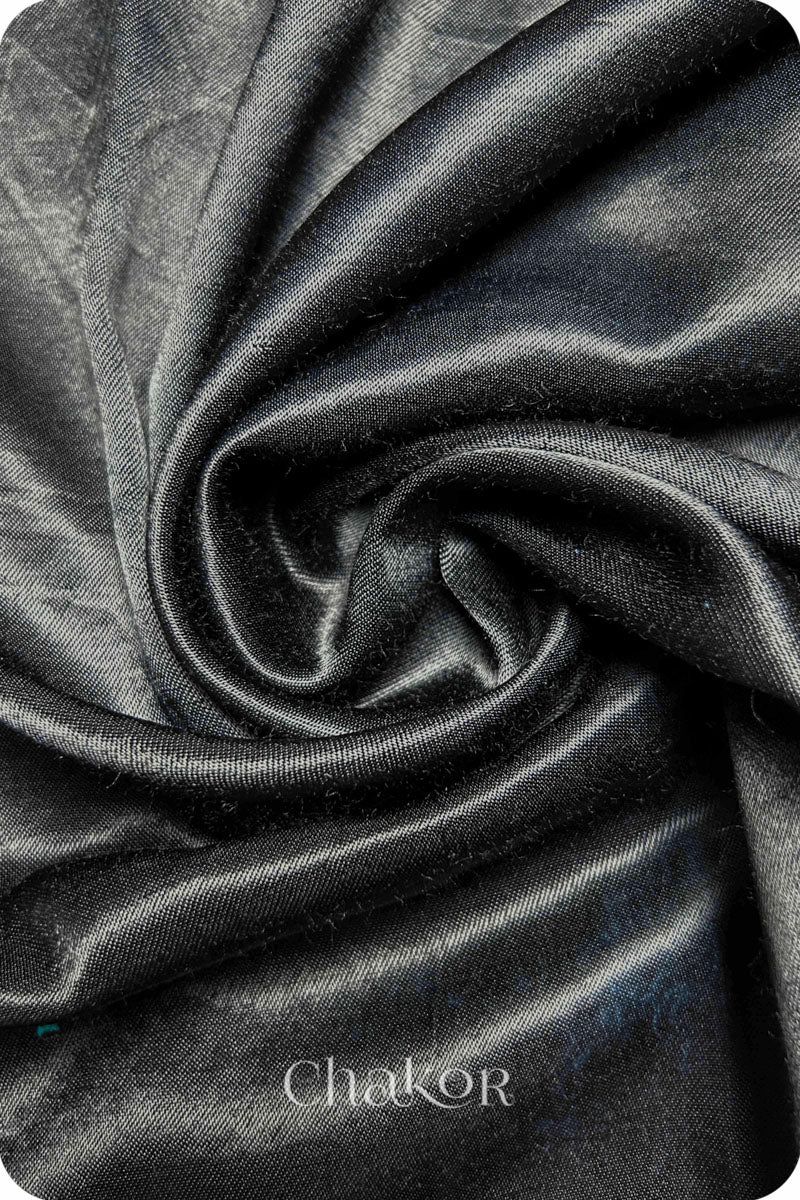 Black Mashru Embroidered Blouse Fabric