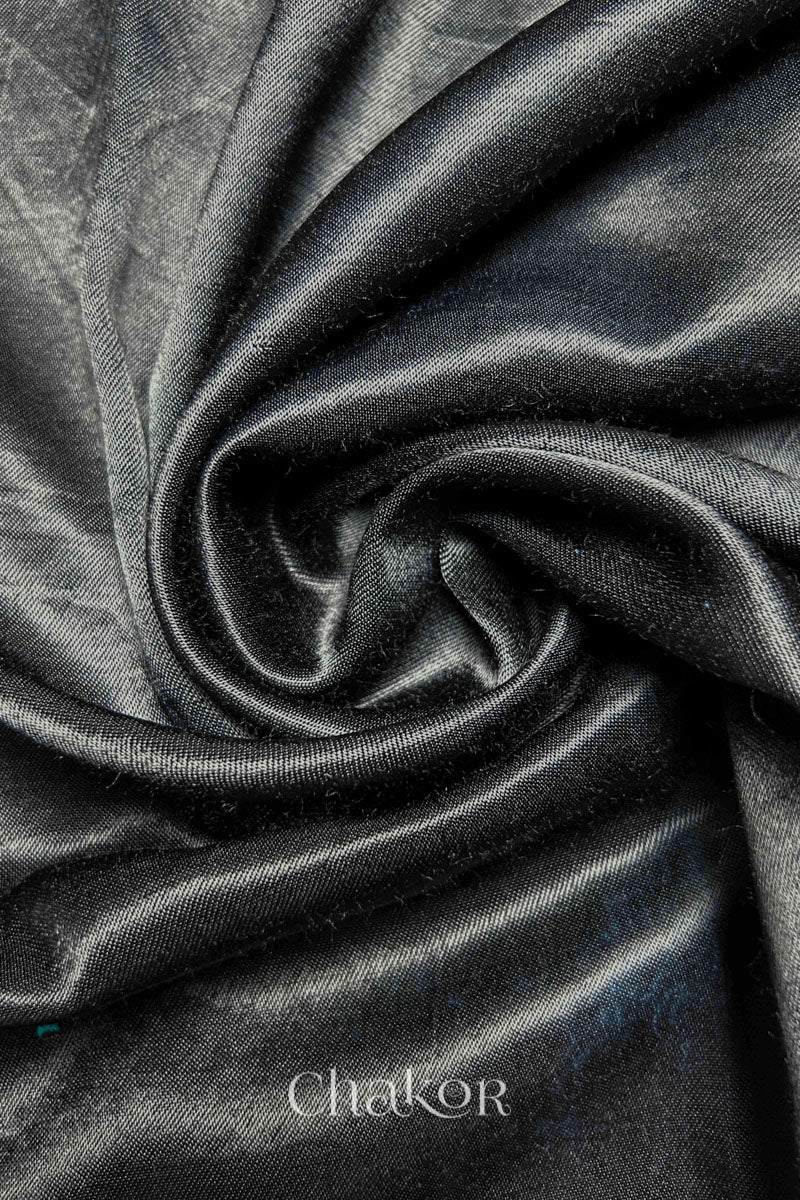 Black Mashru Embroidered Blouse Fabric