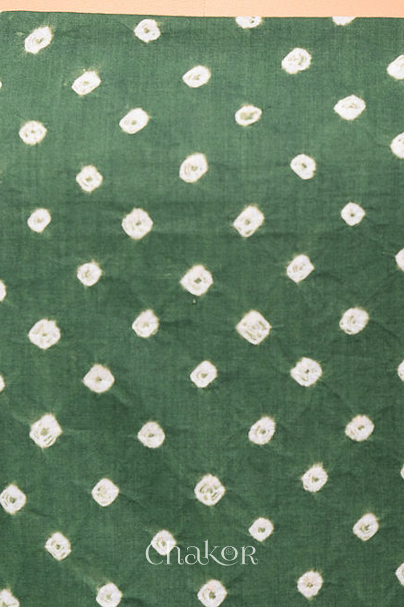 Green Bandhani Cotton Bottom Fabric