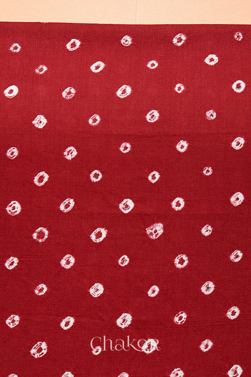 Red Bandhani Cotton Bottom Fabric