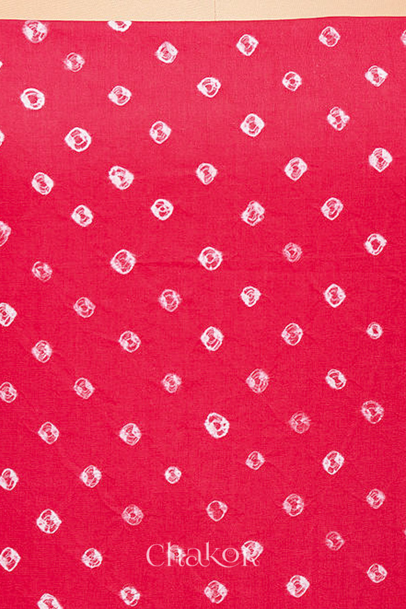 Pink Bandhani Cotton Bottom Fabric